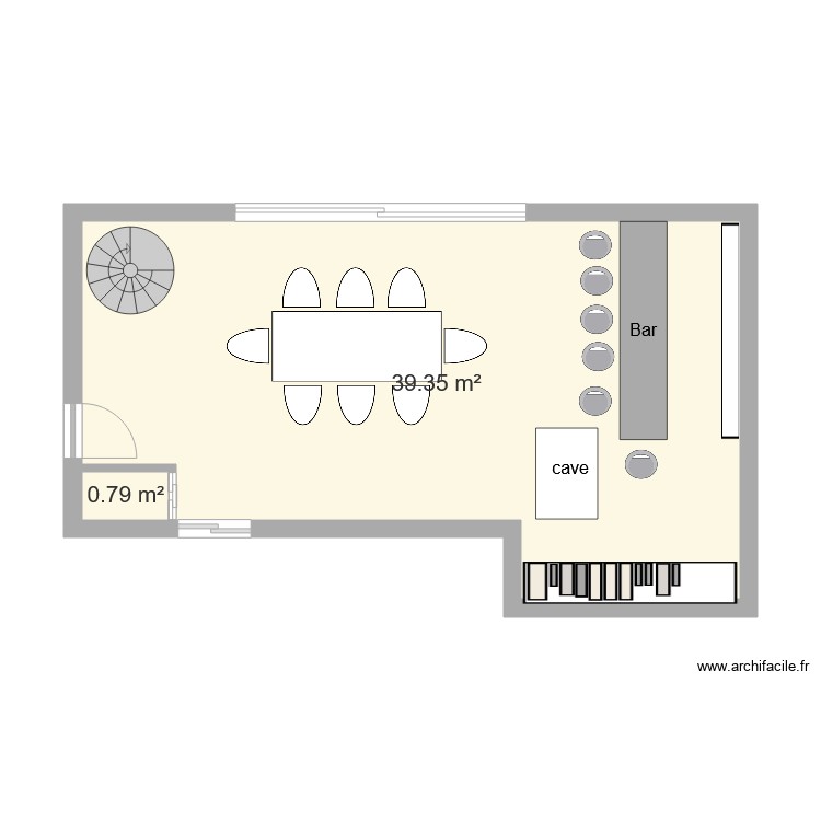 salle a manger - Plan 2 pièces 40 m2 dessiné par julien88330