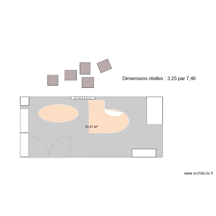 Bureau CPE 2. Plan de 1 pièce et 21 m2