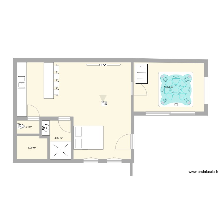 SPA. Plan de 5 pièces et 74 m2