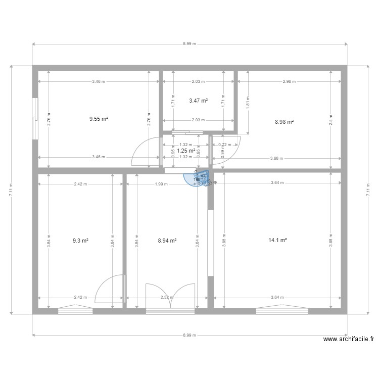 Lorraine4. Plan de 7 pièces et 56 m2