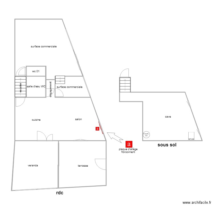 vaurillon amiante rdc. Plan de 0 pièce et 0 m2