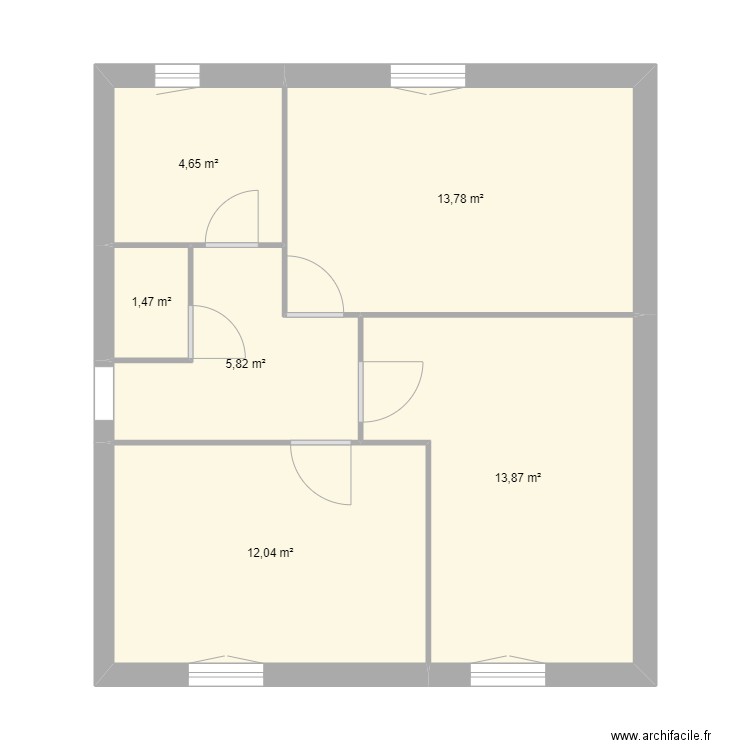 Étage 2. Plan de 6 pièces et 52 m2