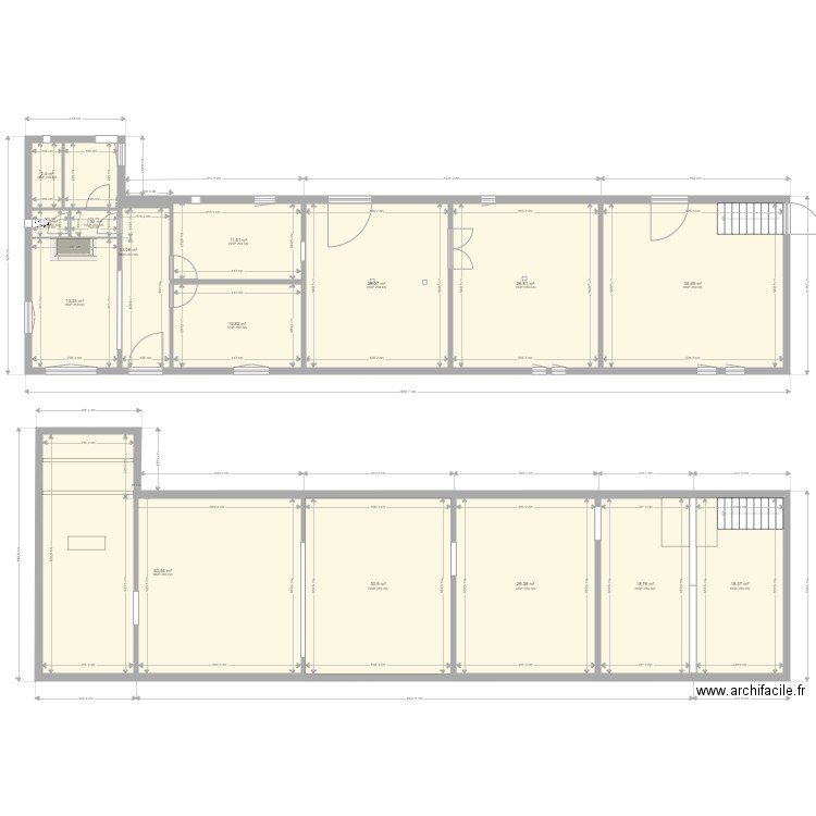 Norolles existant. Plan de 15 pièces et 307 m2