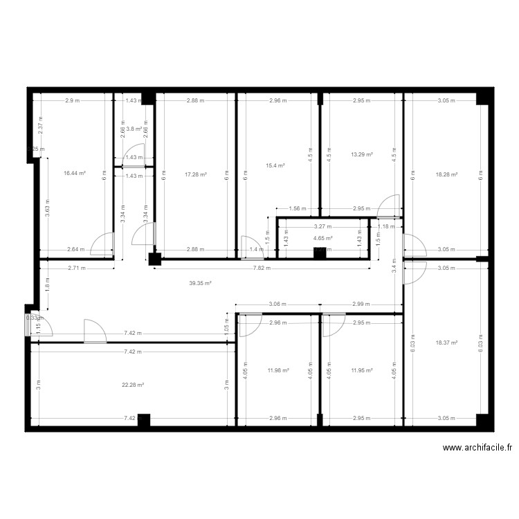 Locaux Toulouse. Plan de 12 pièces et 193 m2