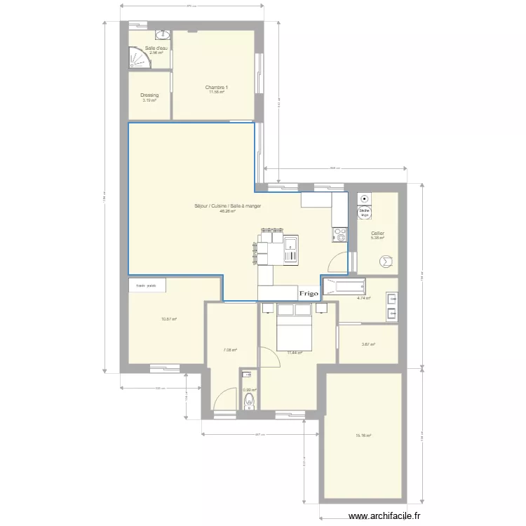 plain pied 3 ch ss ext sans meubles. Plan de plain pied 3 ch ss ext sans meubles. Plan de