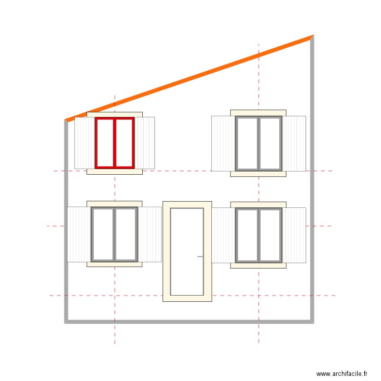 Facade OUEST BATIMENT porte relevé ss cotes. Plan de 1 pièce et 42 m2