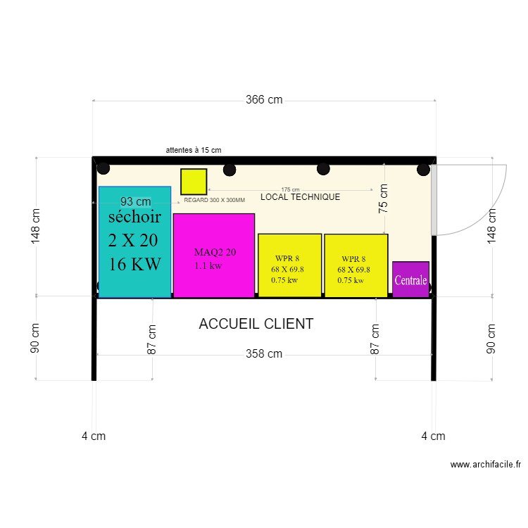 SCHEMA IMPLANTATION LC REPROG KMV3. Plan de 1 pièce et 5 m2