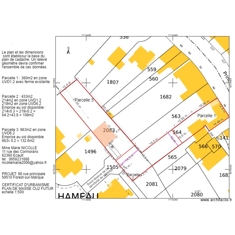 nouvelle division parcelle 2. Plan de 0 pièce et 0 m2