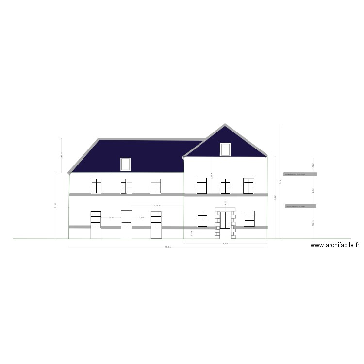 facade sud nouvelle extension variante. Plan de 0 pièce et 0 m2