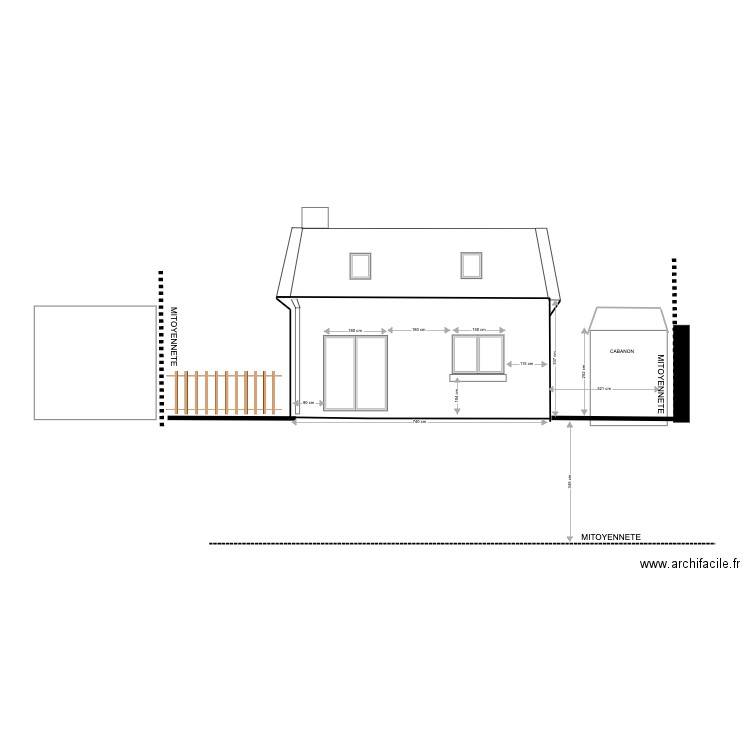 FACADE COTE JARDIN . Plan de 0 pièce et 0 m2