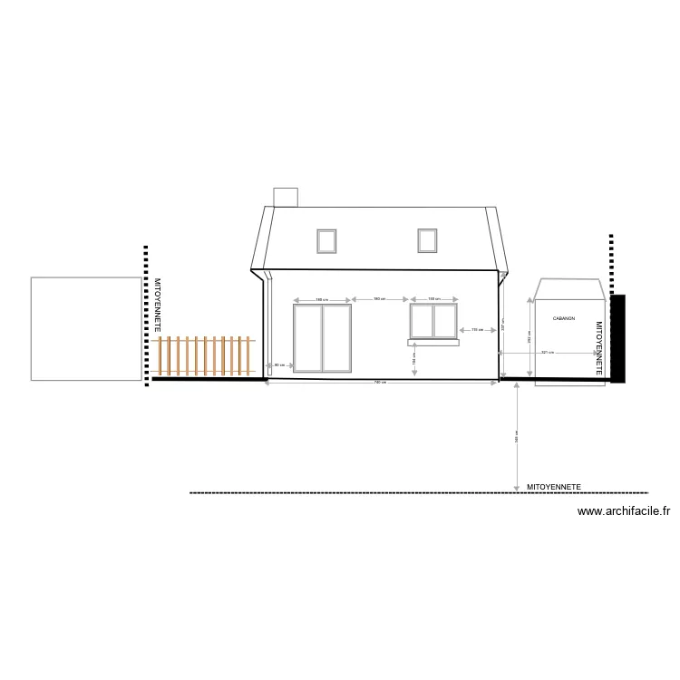 FACADE COTE JARDIN . Plan de 