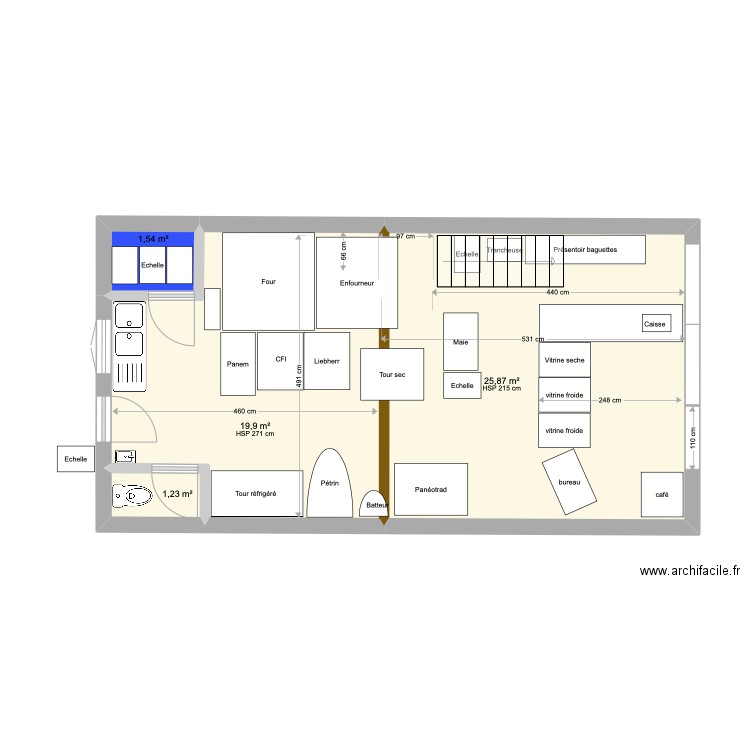Nieul - Etat initial. Plan de 6 pièces et 76 m2