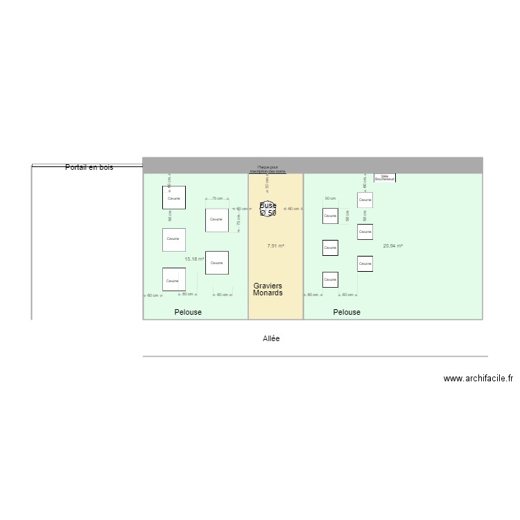 Cimetiere2. Plan de 3 pièces et 49 m2