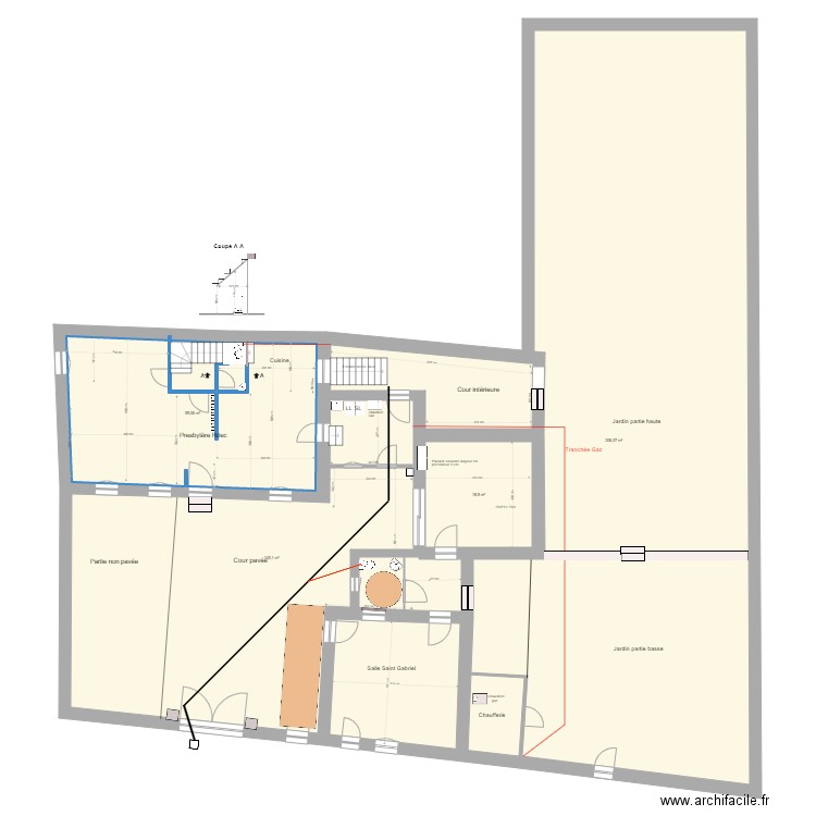 Bourron ouverture cloisons Rdec. Plan de 0 pièce et 0 m2