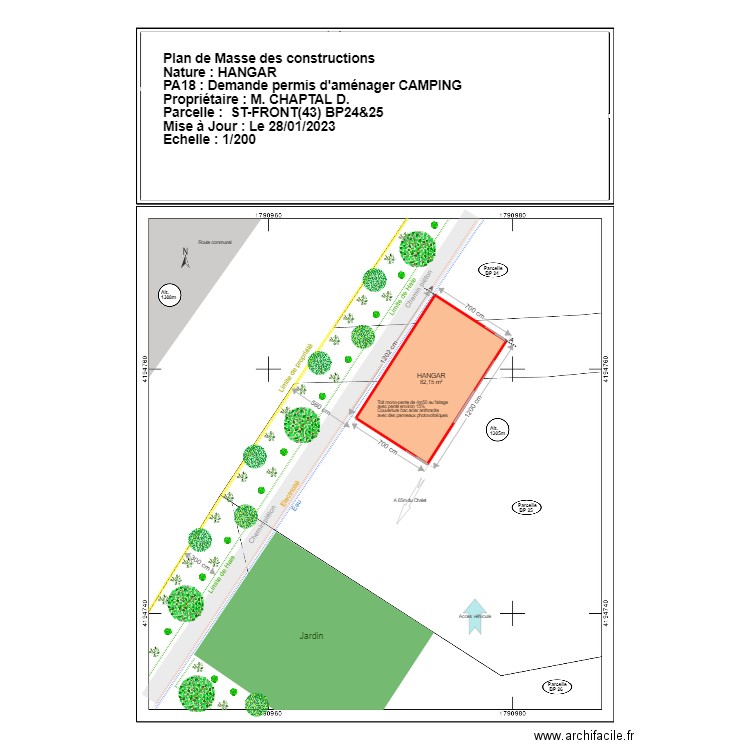 Plan de Masse HANGAR. Plan de 1 pièce et 82 m2