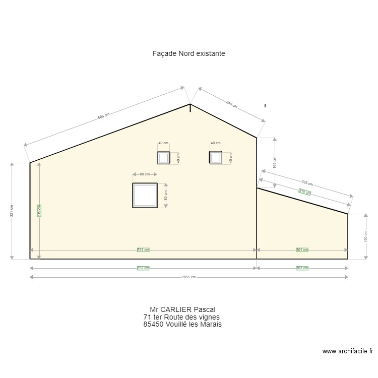 Façade NORD. Plan de 0 pièce et 0 m2