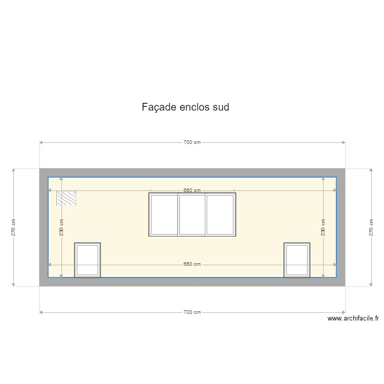 façade enclos sud. Plan de 0 pièce et 0 m2