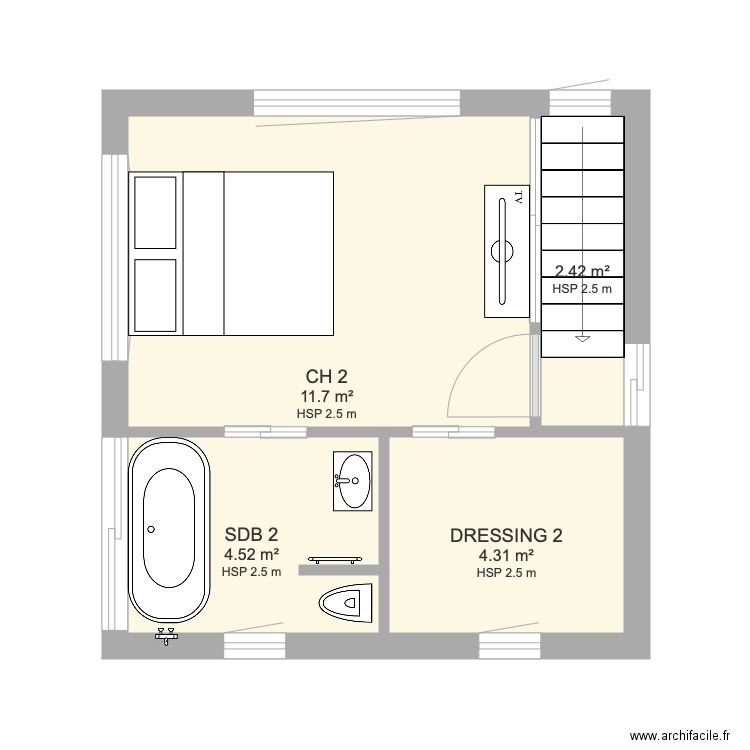 ETAGE V3 le bon fenêtre longue dans escalier. Plan de 0 pièce et 0 m2