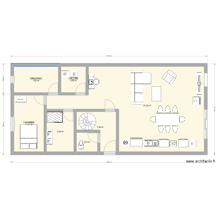 maison A 7x11. Plan de 7 pièces et 102 m2