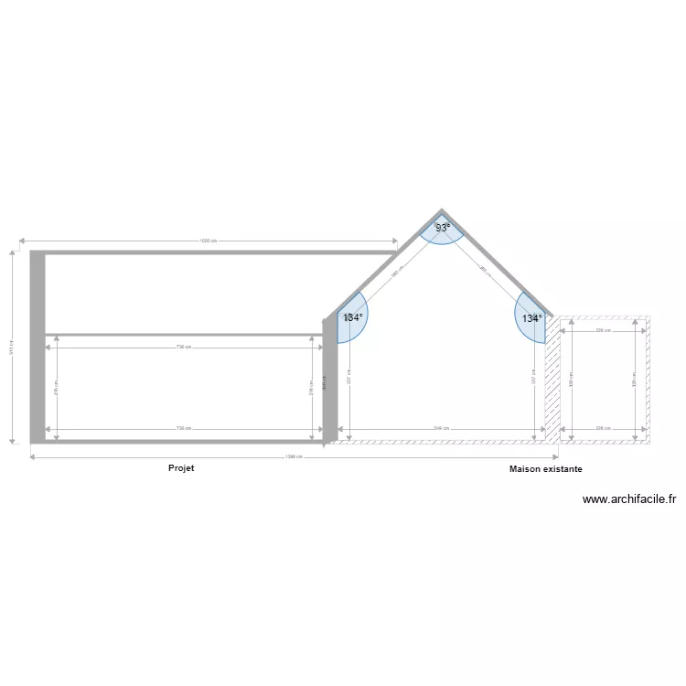 Fa&ccedil;ade sud est. Plan de 