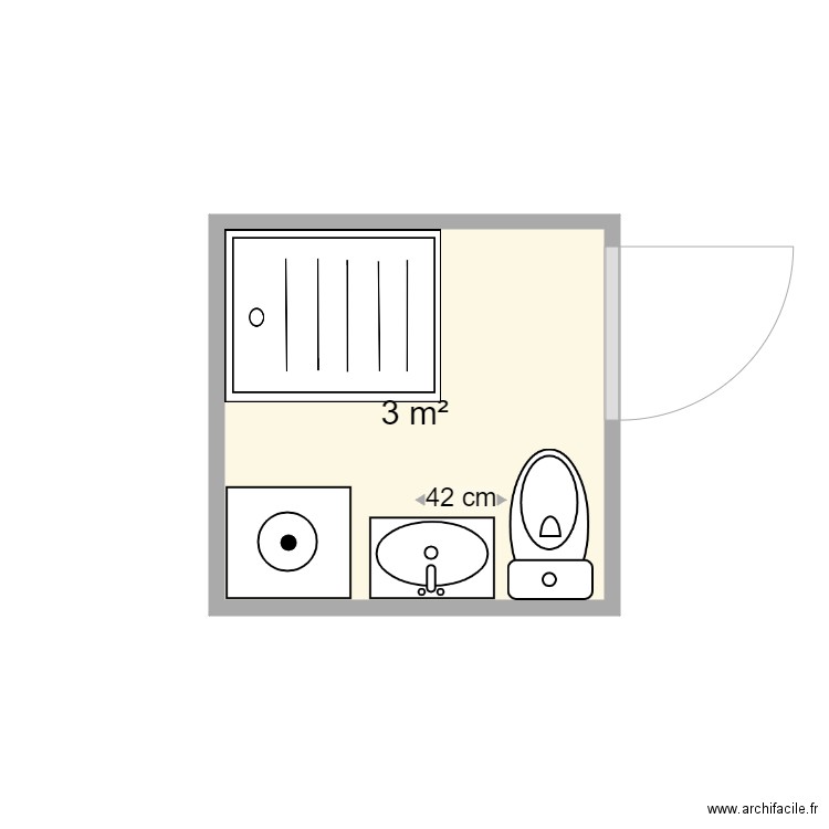 S de B . Plan de 1 pièce et 3 m2