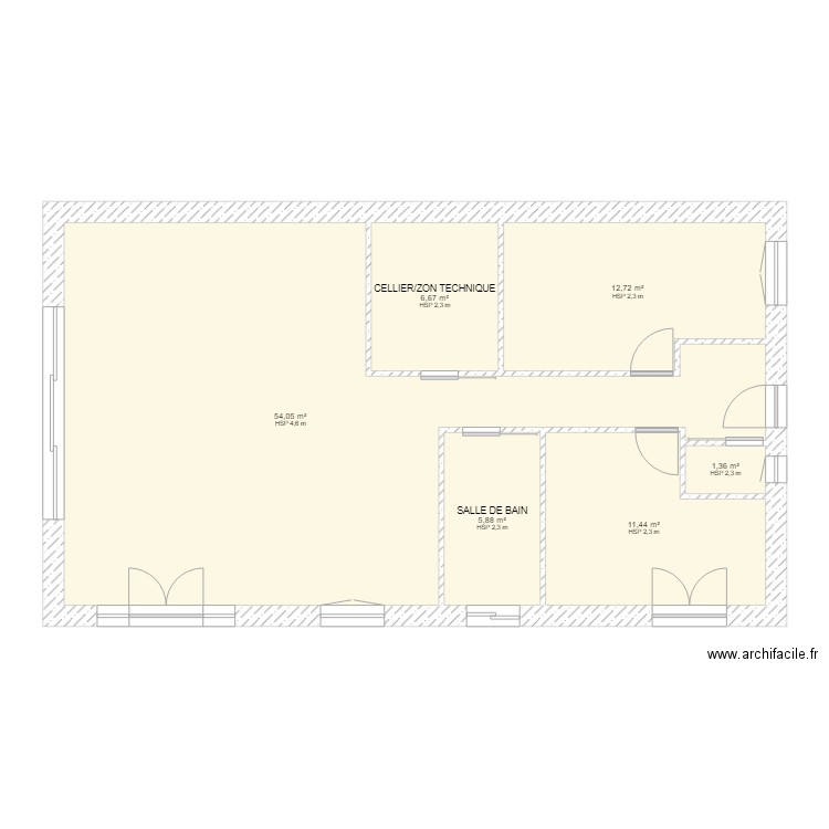 RE2020. Plan de 6 pièces et 92 m2