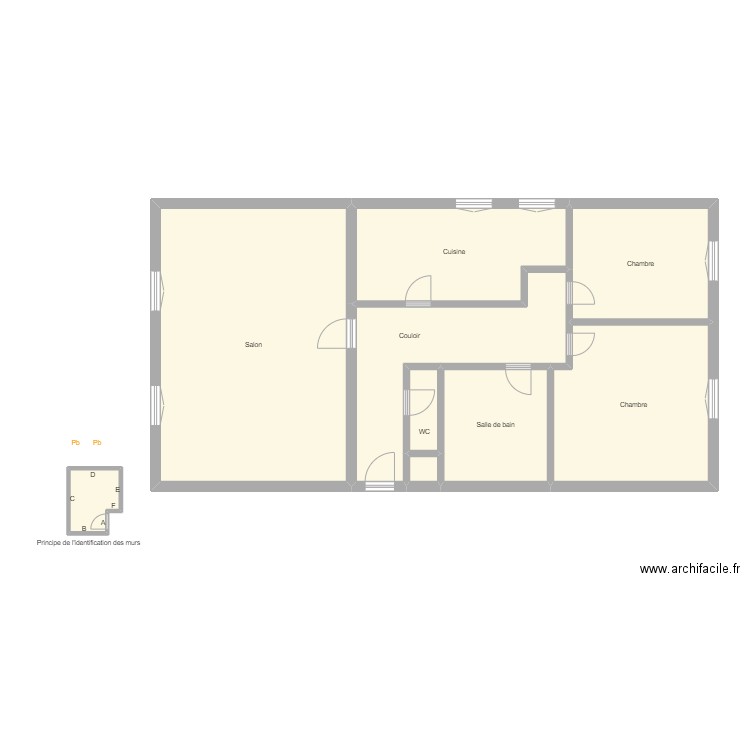 Croquis N 3 . Plan de 9 pièces et 107 m2