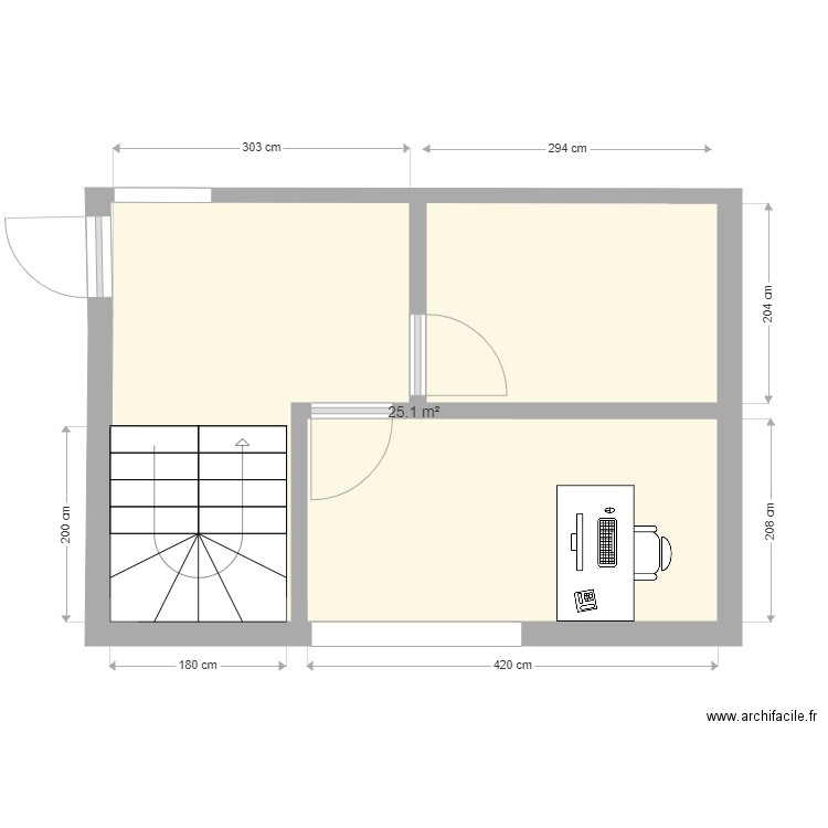 escalier côté vitre . Plan de 0 pièce et 0 m2