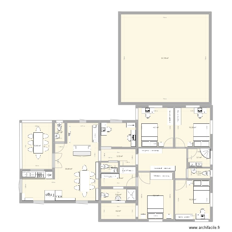 plan02. Plan de 15 pièces et 165 m2