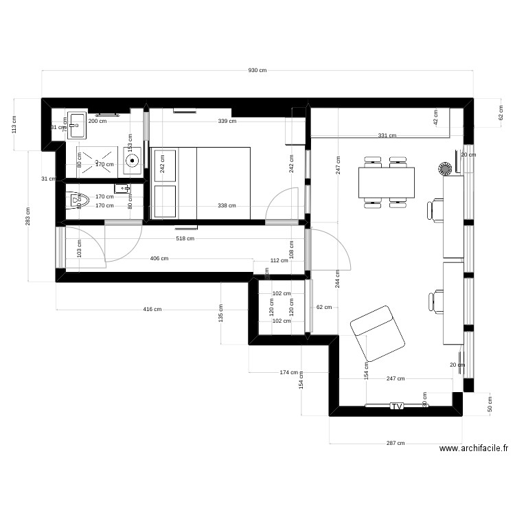 studio lille. Plan de 5 pièces et 19 m2