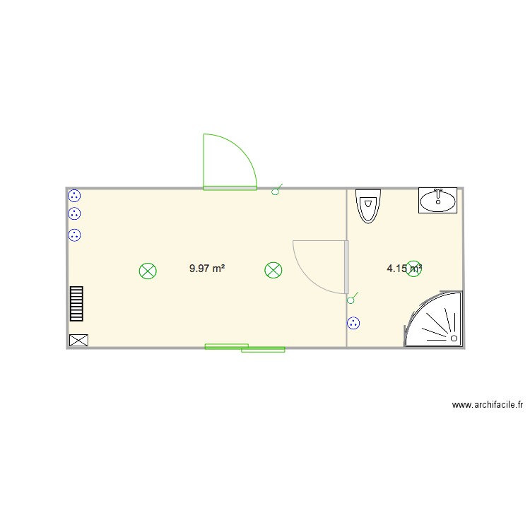 Plan vestiaire avec sanitaire. Plan de 0 pièce et 0 m2