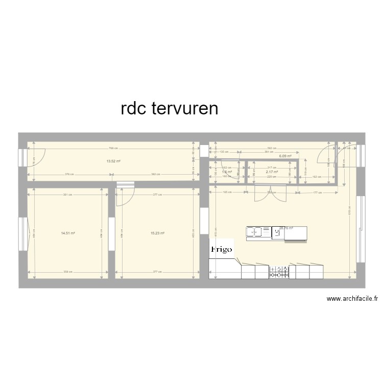 rdc tervuren. Plan de 7 pièces et 82 m2