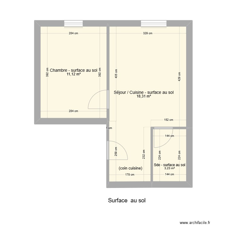 AFONSO. Plan de 3 pièces et 33 m2