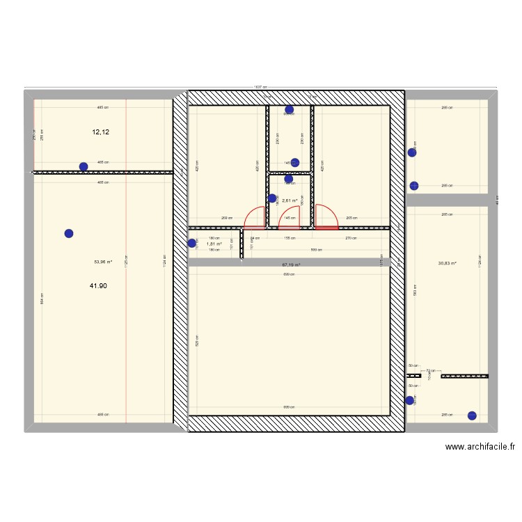 new plan grange mur evacuation. Plan de 5 pièces et 156 m2