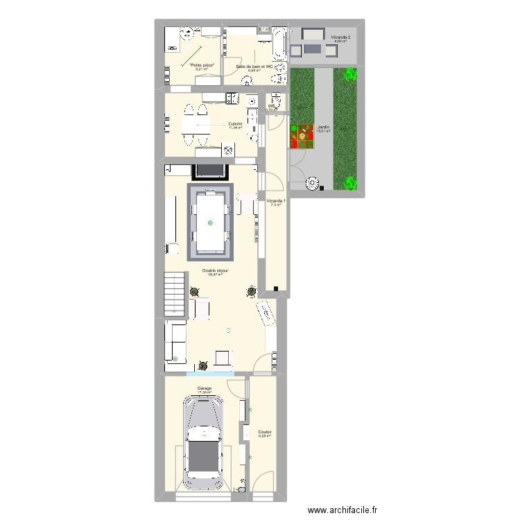 R. de la Limite (Rez-de-Chaussée). Plan de 11 pièces et 115 m2