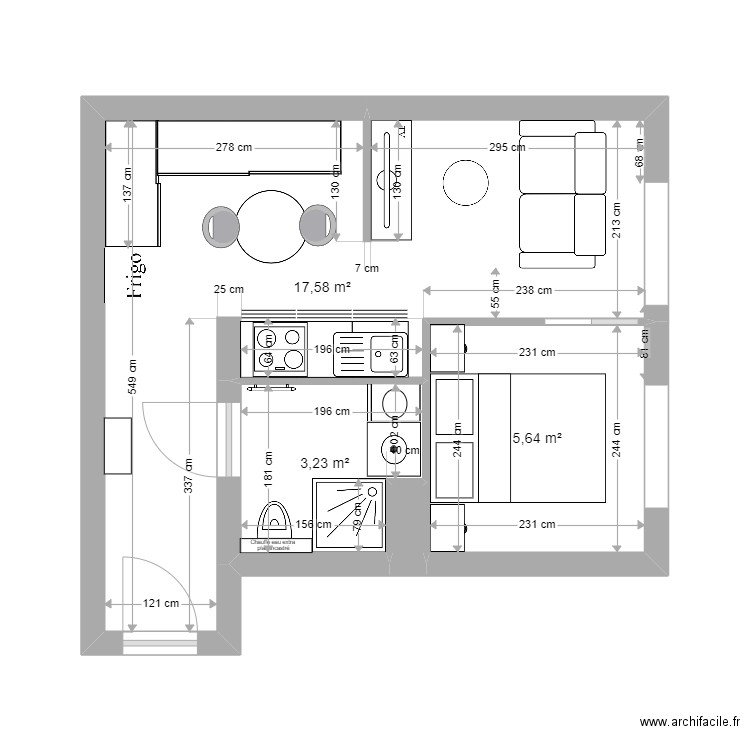 Briard plan renové. Plan de 4 pièces et 27 m2