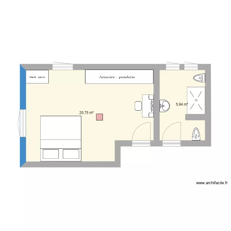 chambre de maitre. Plan de 