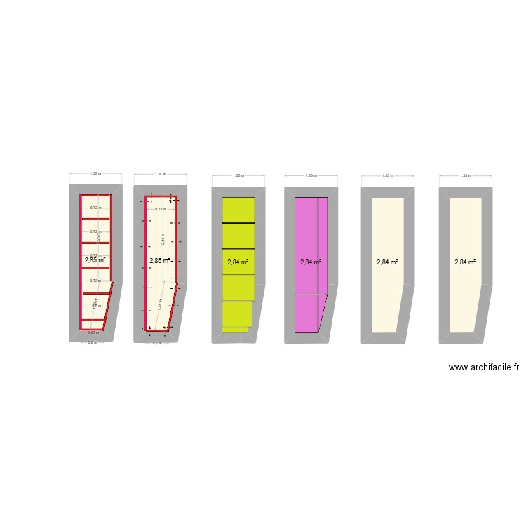 WC salle de bain 1. Plan de 6 pièces et 17 m2