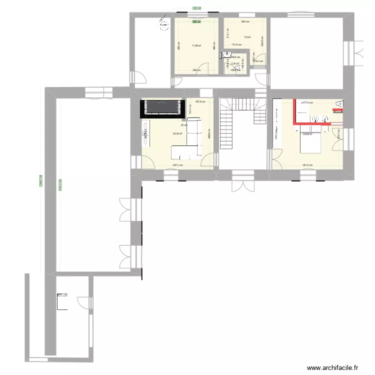 casa com quarto. Plan de 