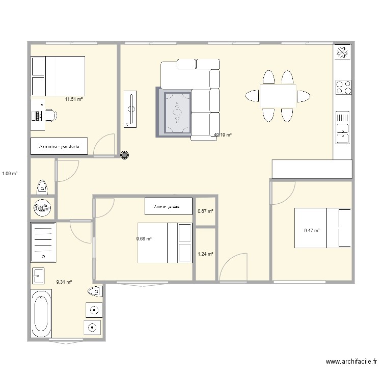 plan retravaillé. Plan de 0 pièce et 0 m2