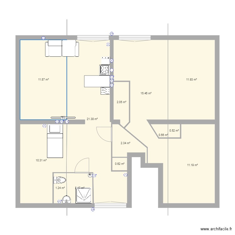 ELEC CHAMBRE GAUCHE PRISE. Plan de 0 pièce et 0 m2