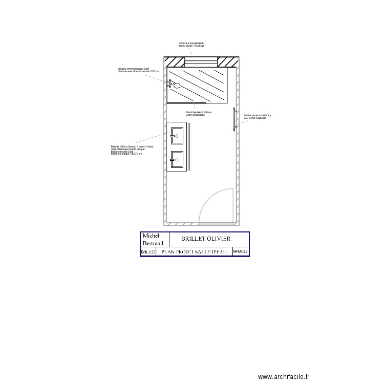 BRILLET projet. Plan de 1 pièce et 7 m2