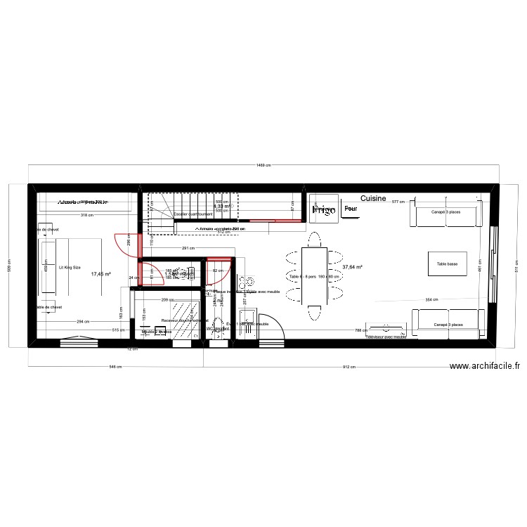 Macassi BO. Plan de 5 pièces et 63 m2