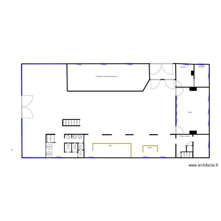 Château du Biez rez. Plan de 15 pièces et 128 m2