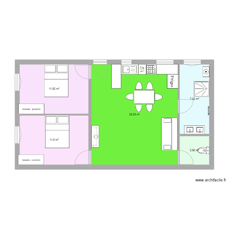 amenagement gite 2 chambres. Plan de 0 pièce et 0 m2