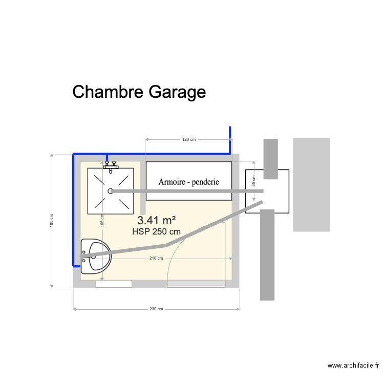 Chambre garage. Plan de 0 pièce et 0 m2