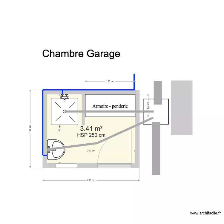 Chambre garage. Plan de 