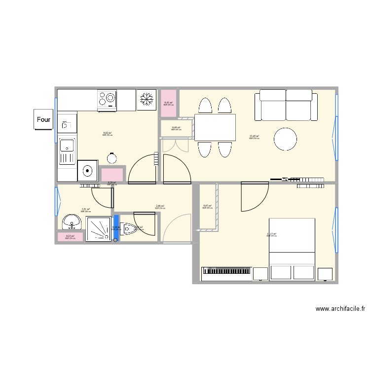 Plan appartement Saint-François_VBis_Meublé_20220910. Plan de 12 pièces et 41 m2
