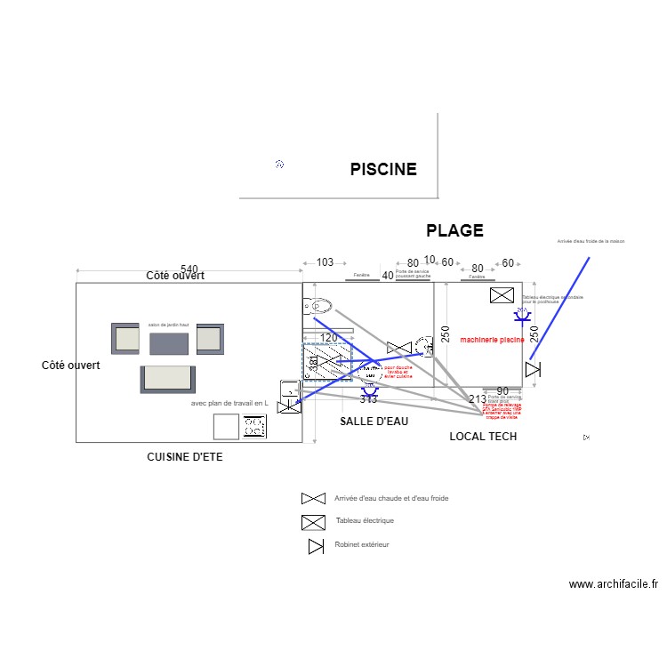 POOL HOUSE plomberie v1. Plan de 0 pièce et 0 m2