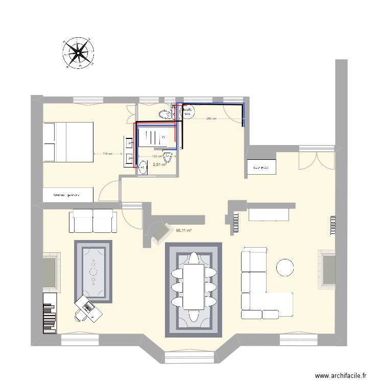 pabro 2 Fred. Plan de 2 pièces et 98 m2